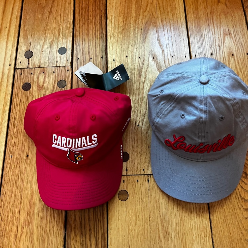 Adidas Cardinal Red NWT and Light Gray Caps NWOT